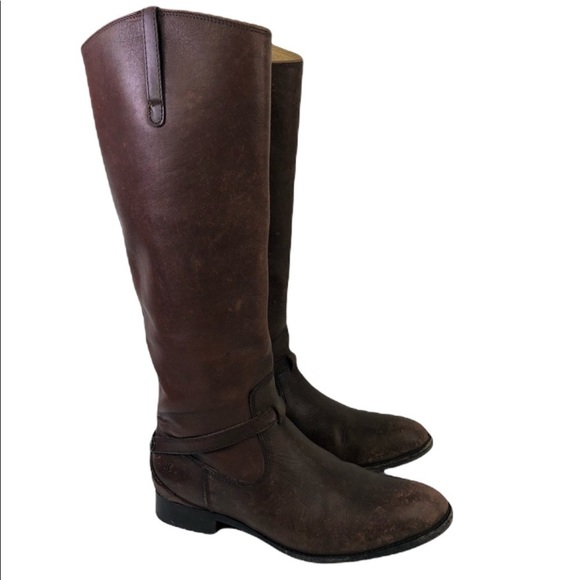 FRYE LINDSAY PLATE 76975 LADIES DISTRESSED LEATHER RIDING BOOTS SIZE 7.5B - Picture 1 of 11